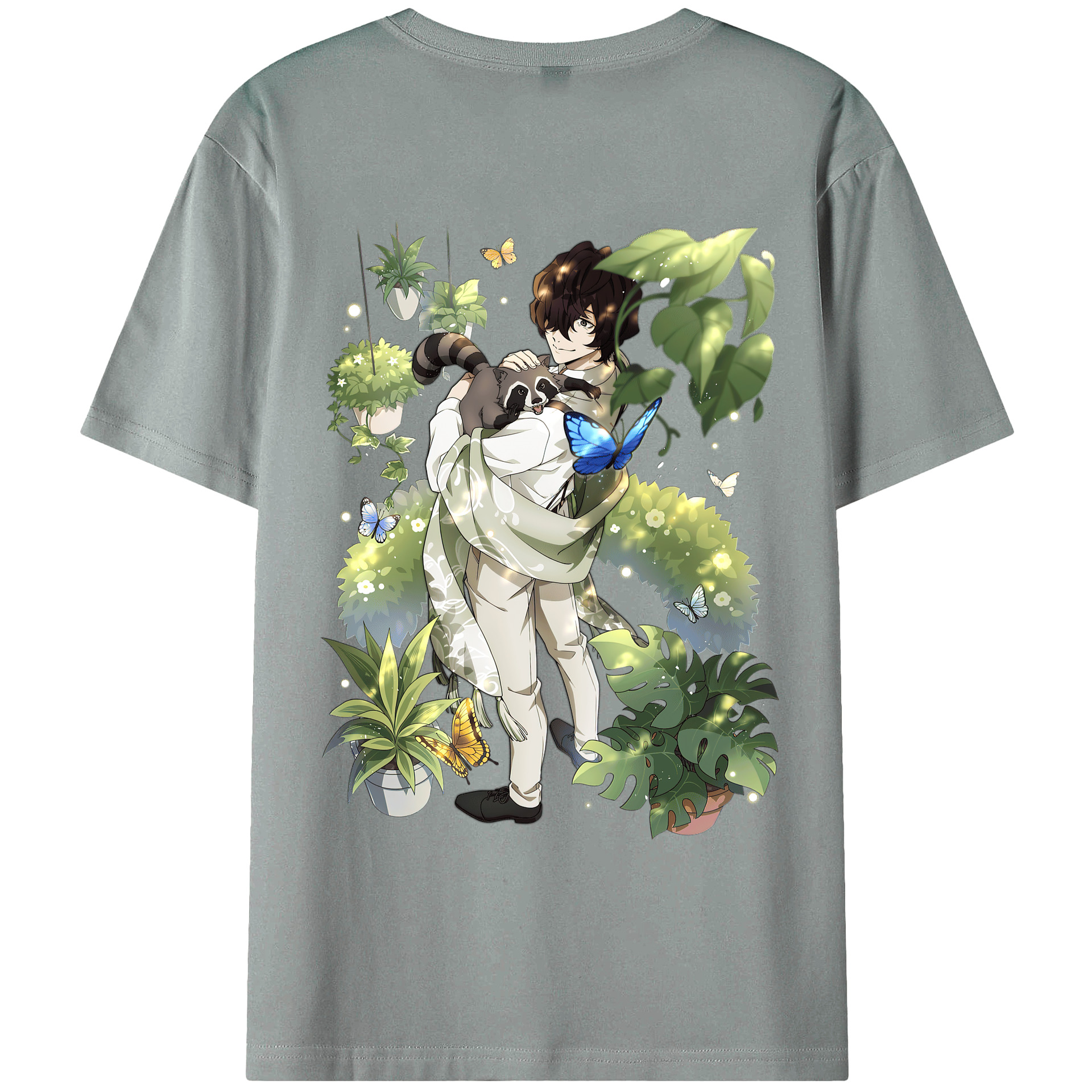 （画像用） 文豪ストレイドッグス Bungo Stray Dogs 綿100％ メンズ半袖Tシャツ（バックプリント） 通気性